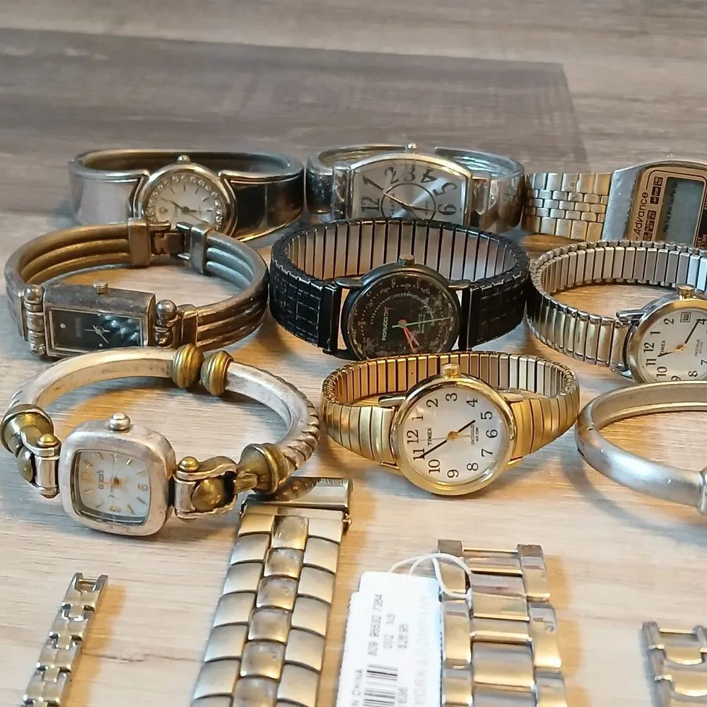 Lot 35+ Watches Parts/Repair ALL Metal Timex Liz Claiborne Armitron Jaclyn Smith